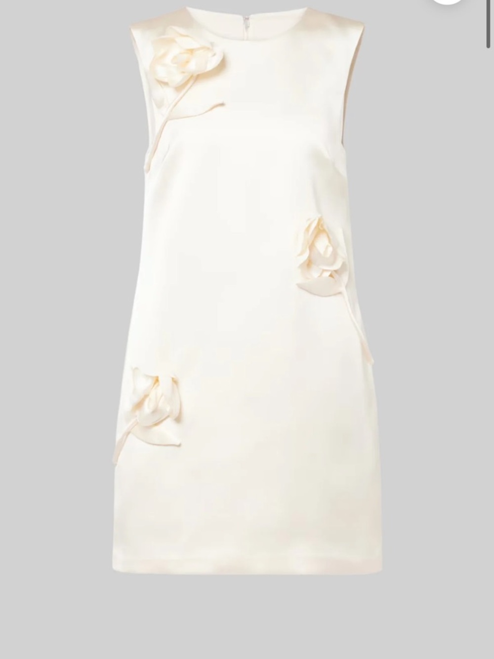 Sleeveless Ivory Mini Dress with Floral Appliqués